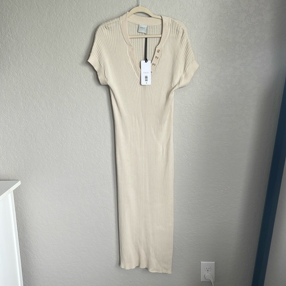 Varley Aria Knit Midi Dress in Whitecap Grey Small - Picture 4 of 10
